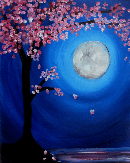 Paint and Sip Cherry Blossoms at Night