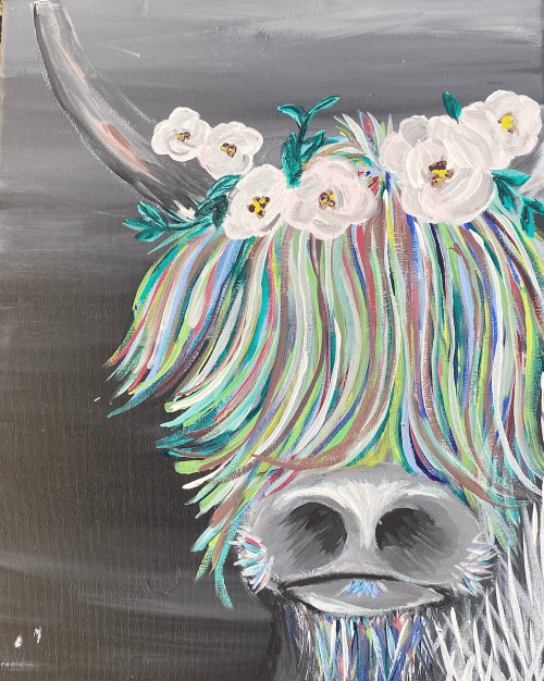 Paint and Sip Highland Cow