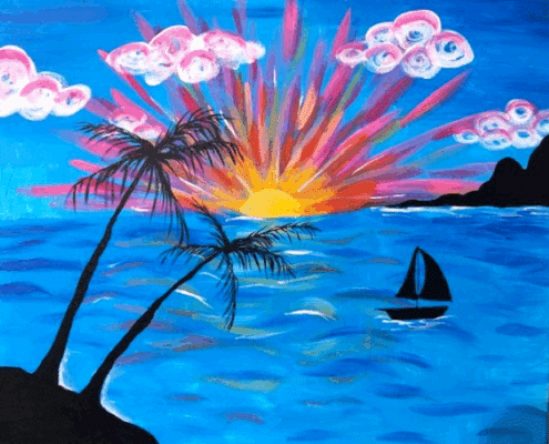 Paint and Sip Colorful Sunset In Paradise