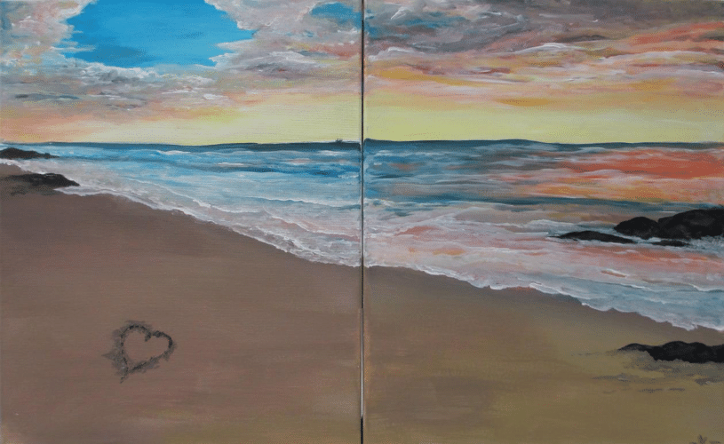 Paint and Sip Heart in the Sand Date Night