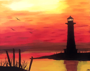 Paint and Sip Lighthouse at Dusk