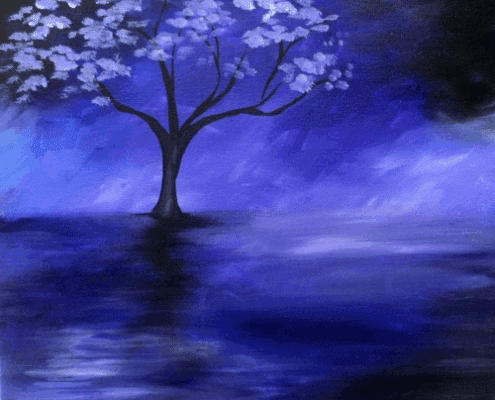 Paint and Sip Purple Reflection