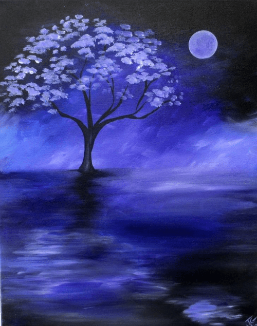 Paint and Sip Purple Reflection