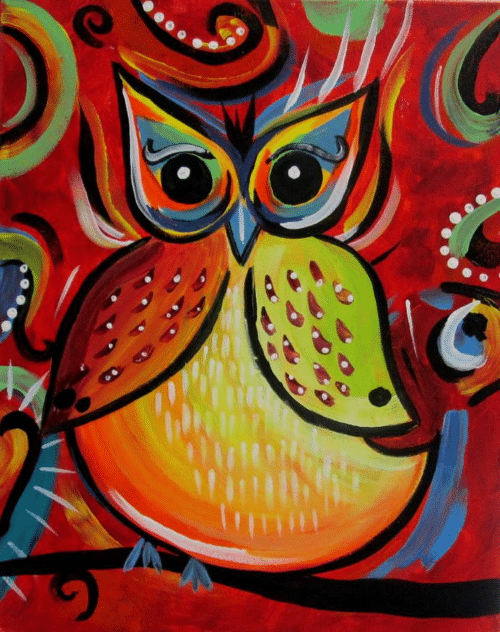 Paint and Sip Vivid Owl