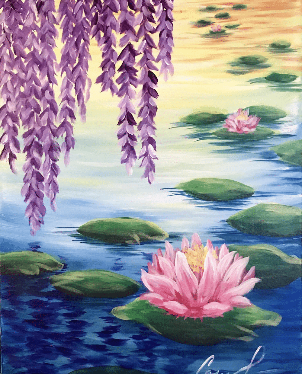 St Pete Paint and Sip - Waterlilies and Willows - Green Bench Brewing