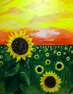 Tampa Paint and Sip - Sunflower Sunset - New World Tampa - Wine and Canvas Greater Tampa - September 2024