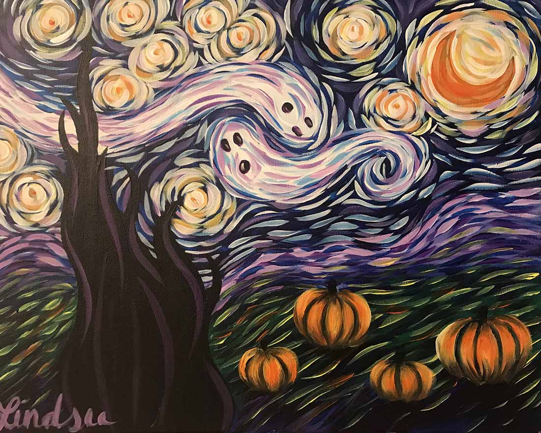 Tampa Paint and Sip - Starry Spooky Night