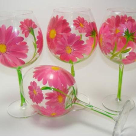 Tampa Wine Glass Painting - Spring Flowers