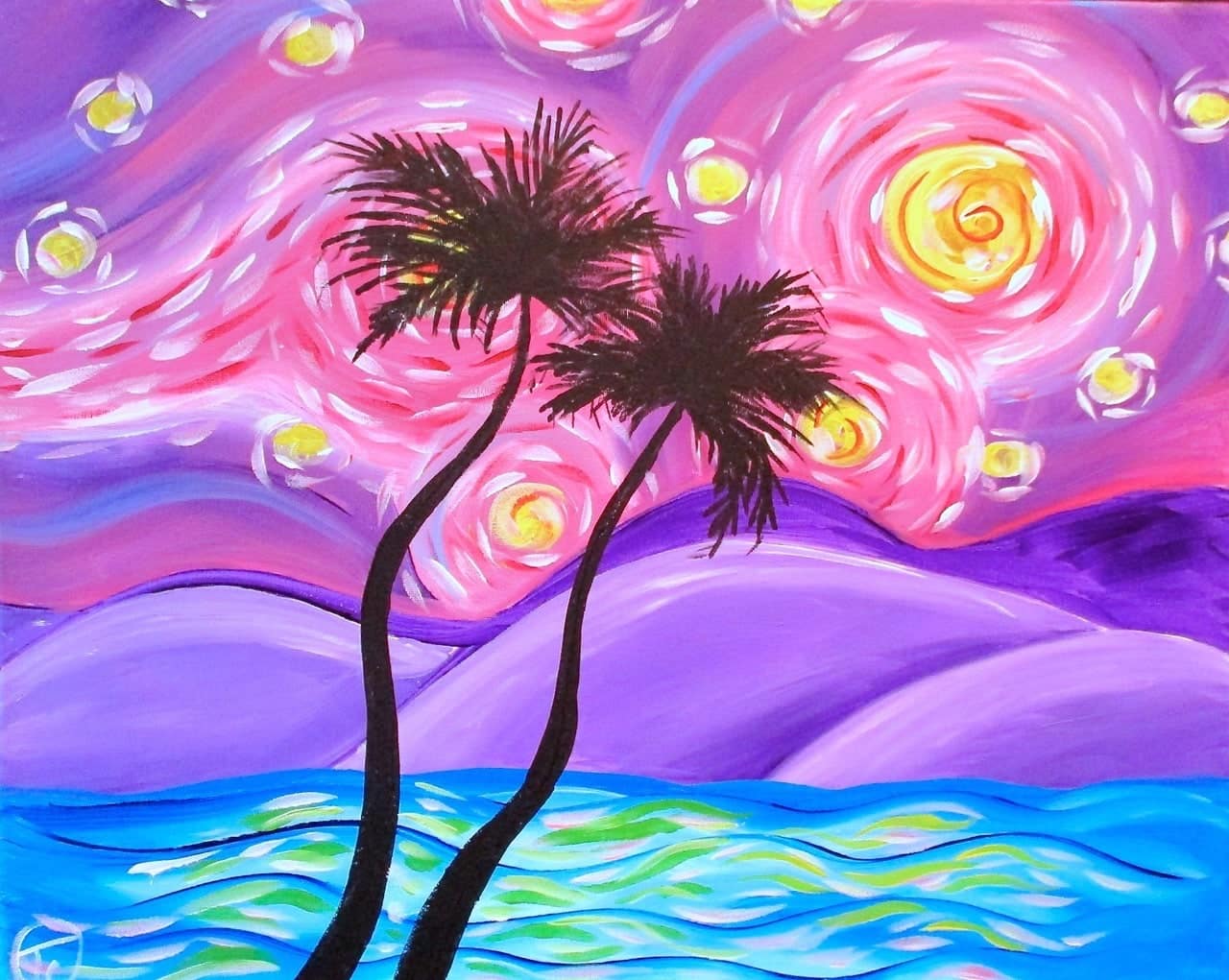 Tampa Sip and Paint - Starry Tropical Night