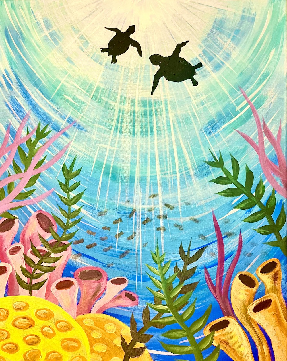 Tampa Sip and Paint - Swimming with Turtles
