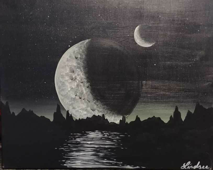 Toledo Spirits Moon painting party Wine and Canvas Toledo, OH / Adrian, MI