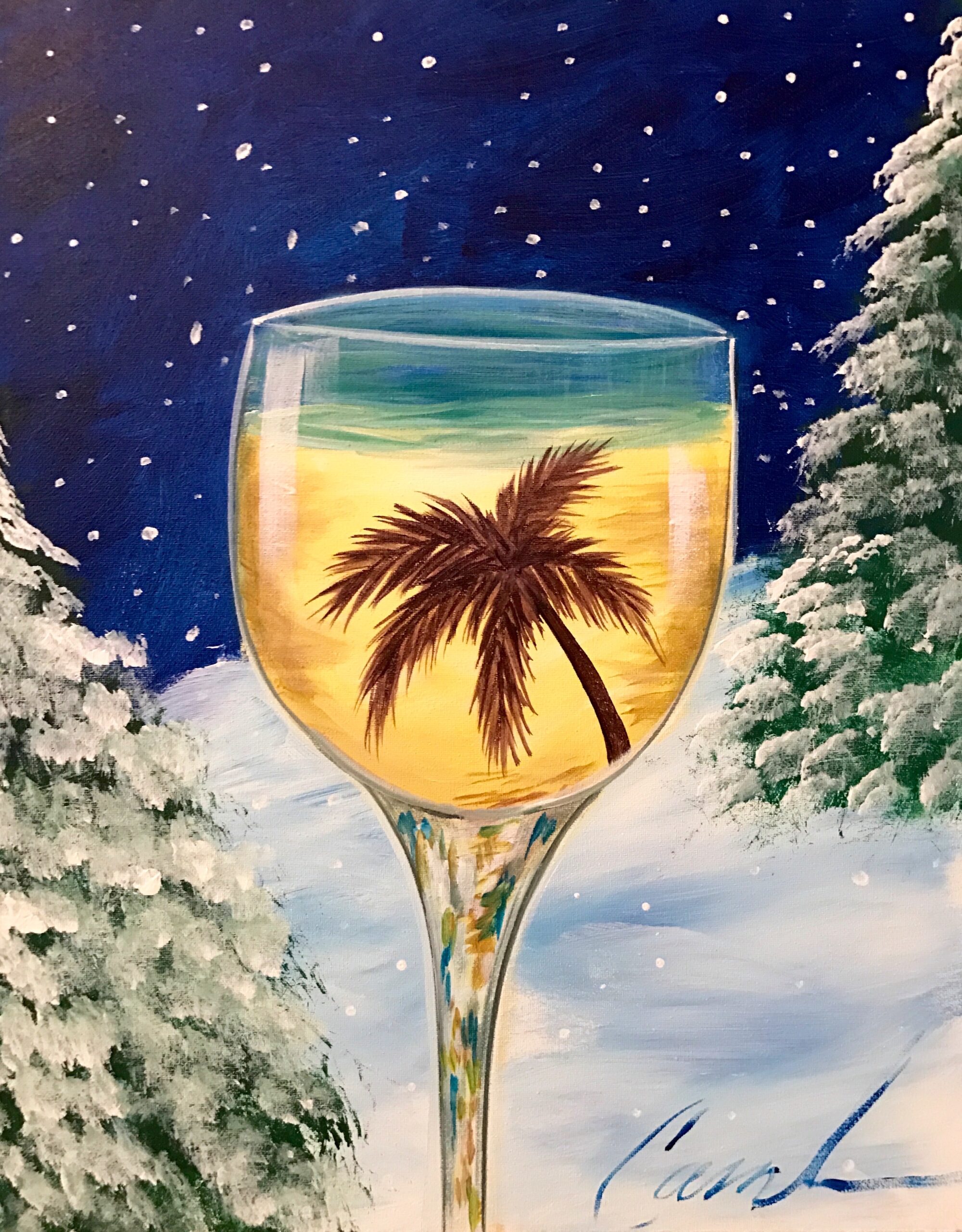 Wine Glass Painting Party - Wine and Canvas - Toledo, OH / Adrian, MI