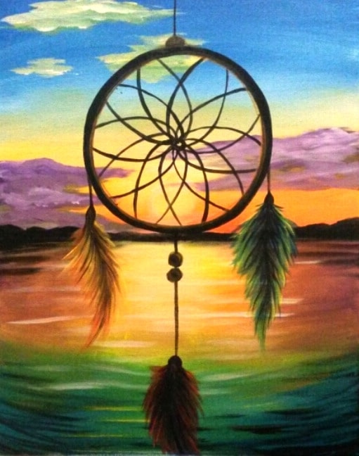 Dreamcatcher painting for a private paint party in Toledo at Wine and Canvas