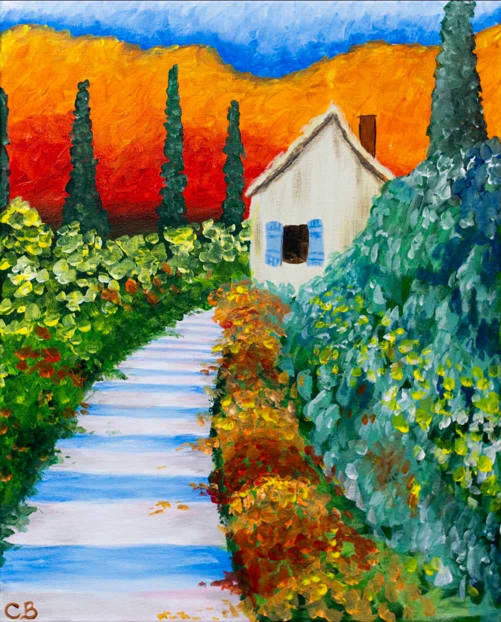 Autumn Cottage Garden paint and sip Toledo