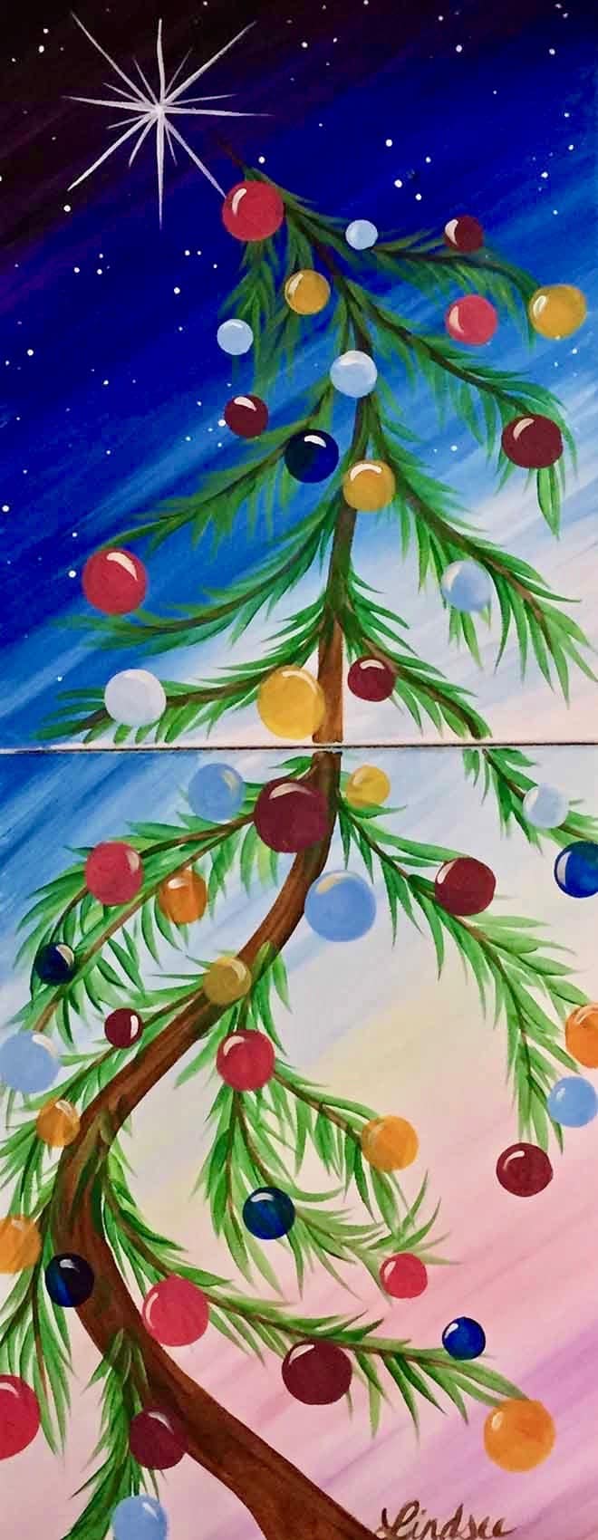 Festive Christmas Tree Date Night paint and sip Toledo