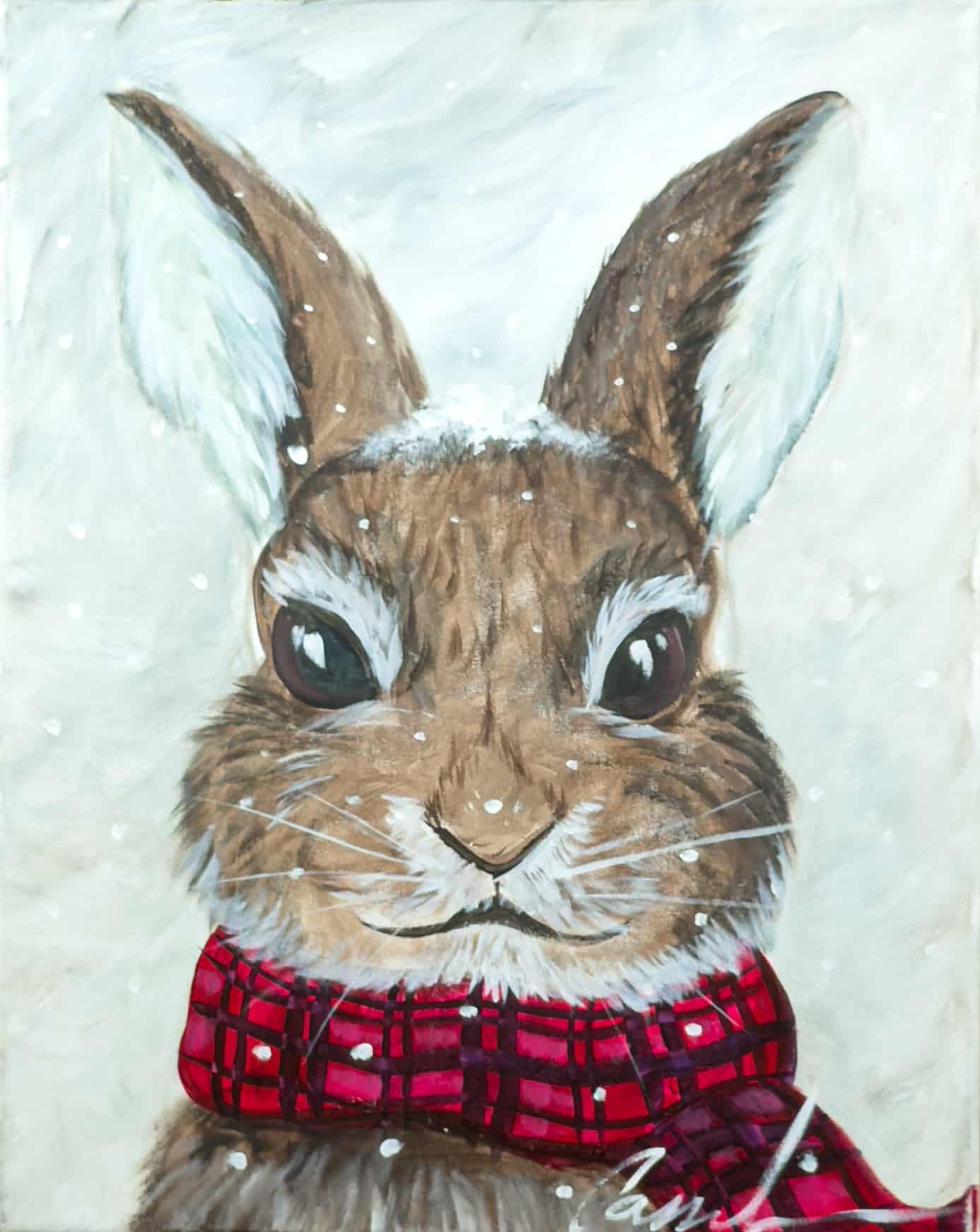 Scarf-Wrapped Snow Bunny paint and sip Toledo