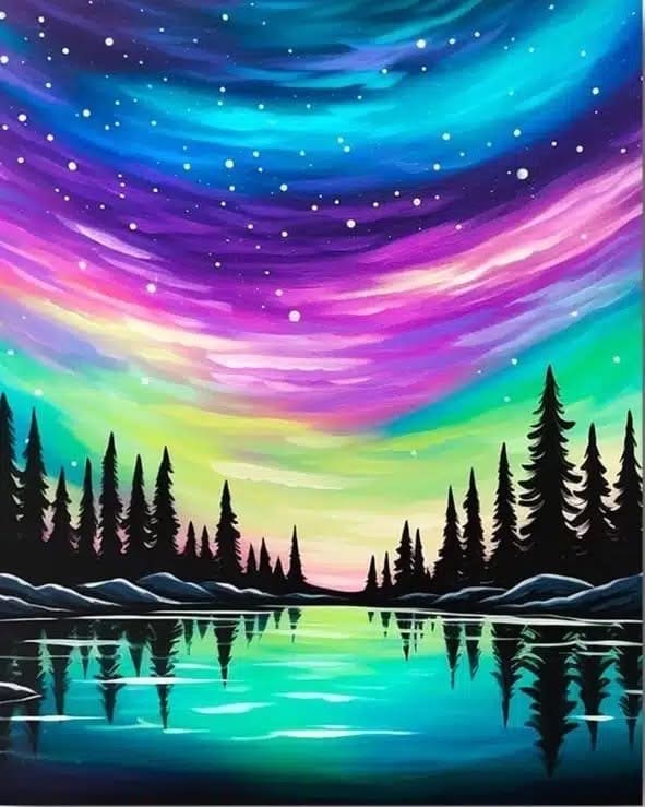 Starlit Northern Lights paint and sip Toledo